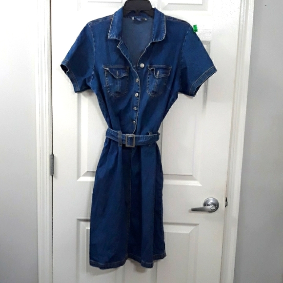 adriana sport Dresses & Skirts - Adriana Sport belted jean dress